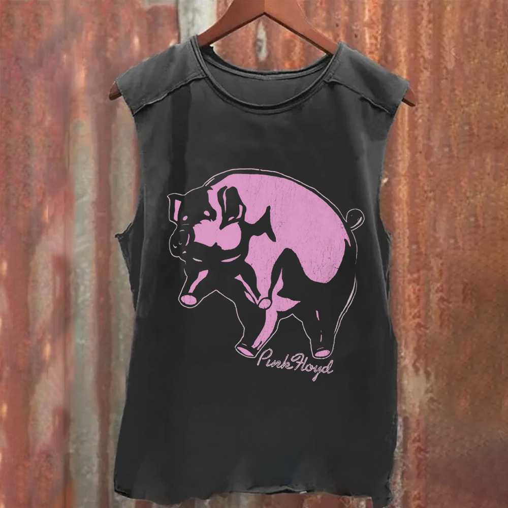 Unisex Vintage Washed Pink Floyd Band Tank Top