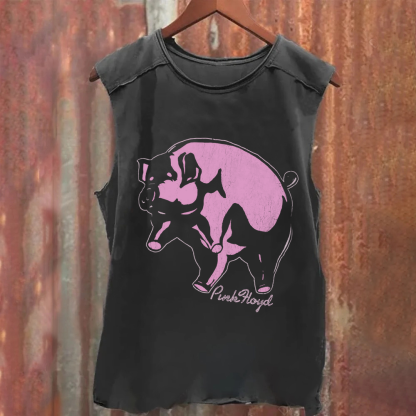 Unisex Vintage Washed Pink Floyd Band Tank Top