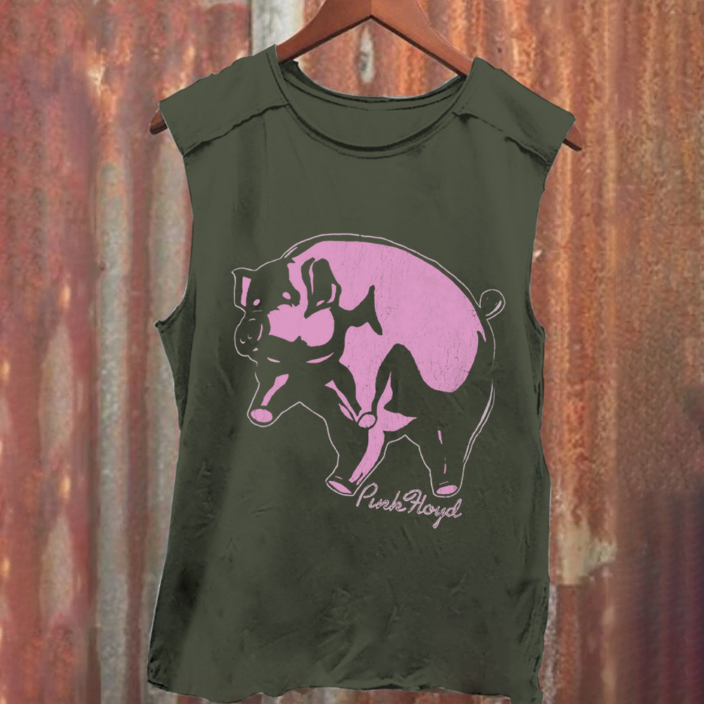 Unisex Vintage Washed Pink Floyd Band Tank Top