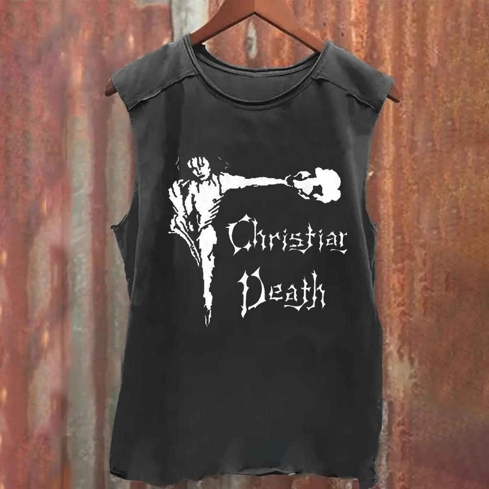 Unisex Vintage Washed Christian Death Rock Band Tank Top