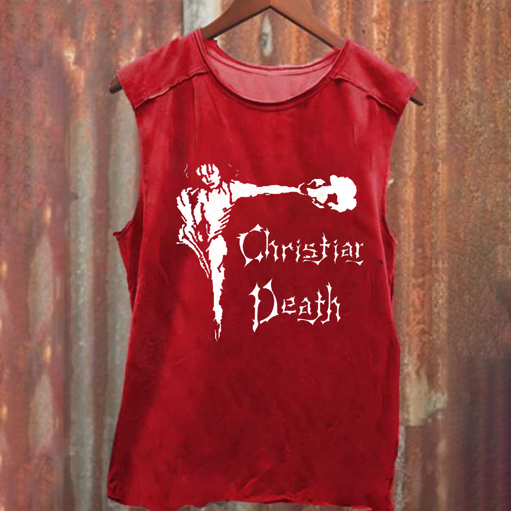 Unisex Vintage Washed Christian Death Rock Band Tank Top