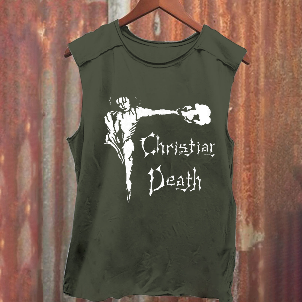 Unisex Vintage Washed Christian Death Rock Band Tank Top
