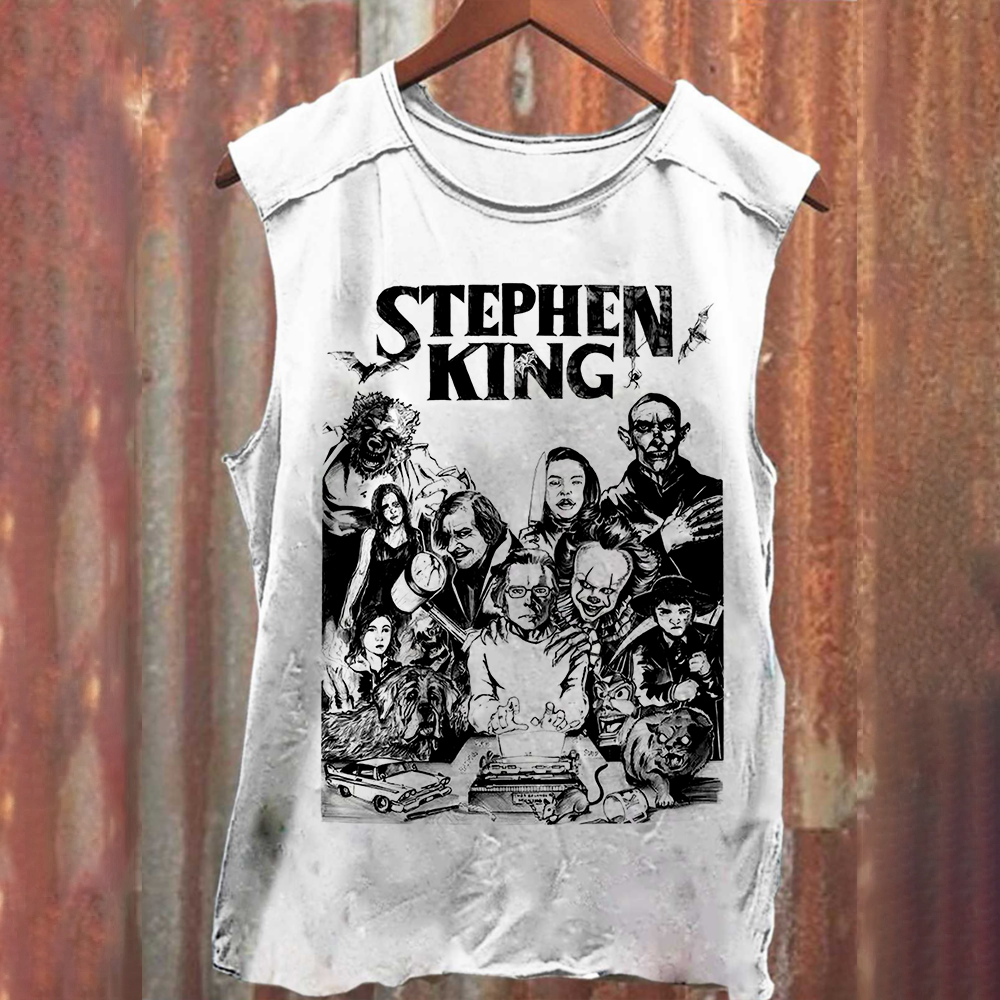 Unisex Casual Stephen King Celebrities PrintedTank Top
