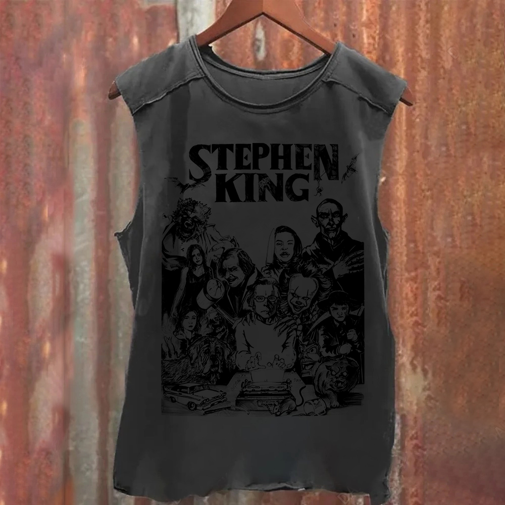 Unisex Casual Stephen King Celebrities PrintedTank Top
