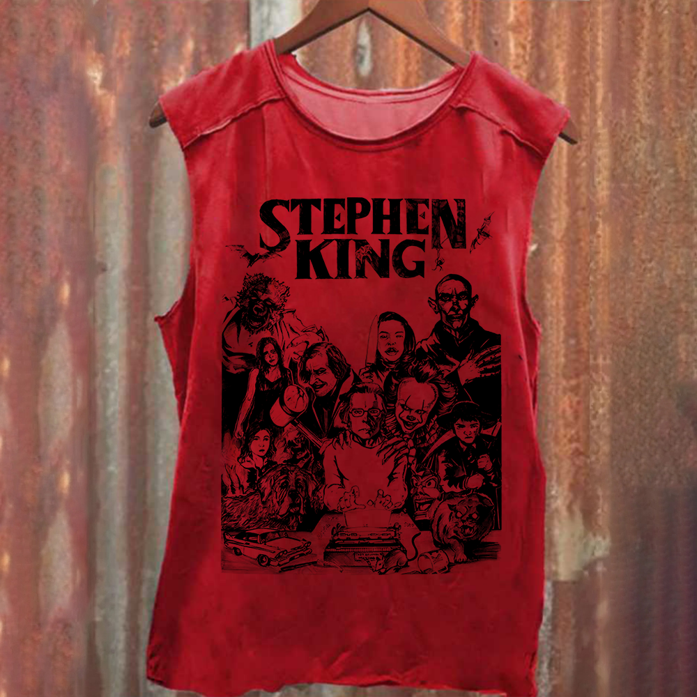 Unisex Casual Stephen King Celebrities PrintedTank Top