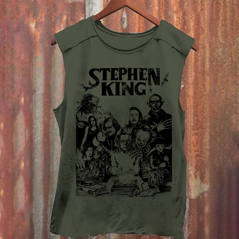 Unisex Casual Stephen King Celebrities PrintedTank Top