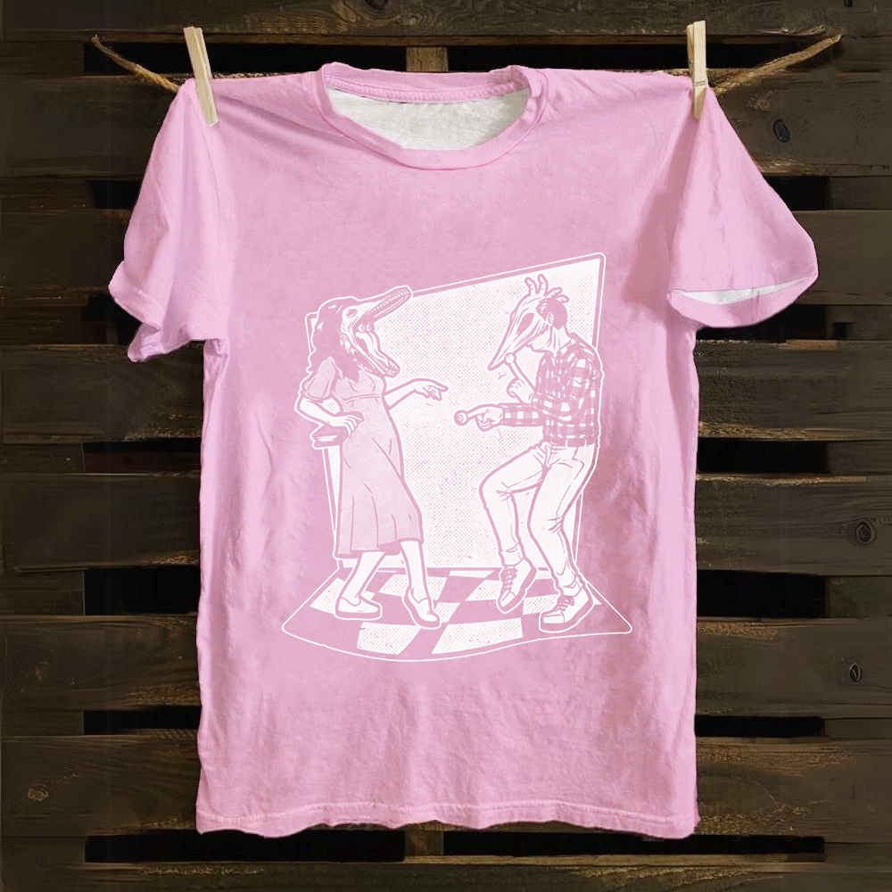 Unisex Vintage Ghost Couple Dance Beetlejuice  Cotton T-Shirt