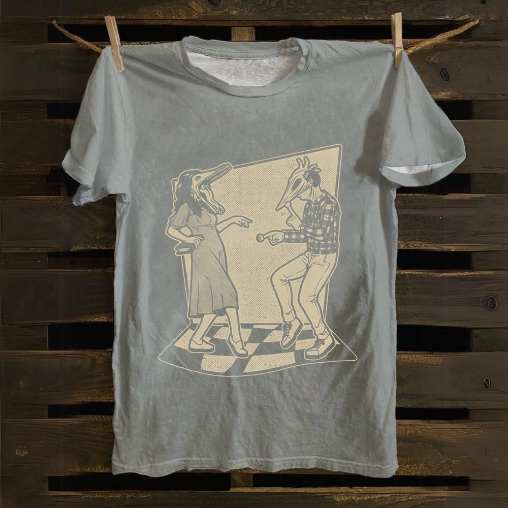Unisex Vintage Ghost Couple Dance Beetlejuice  Cotton T-Shirt
