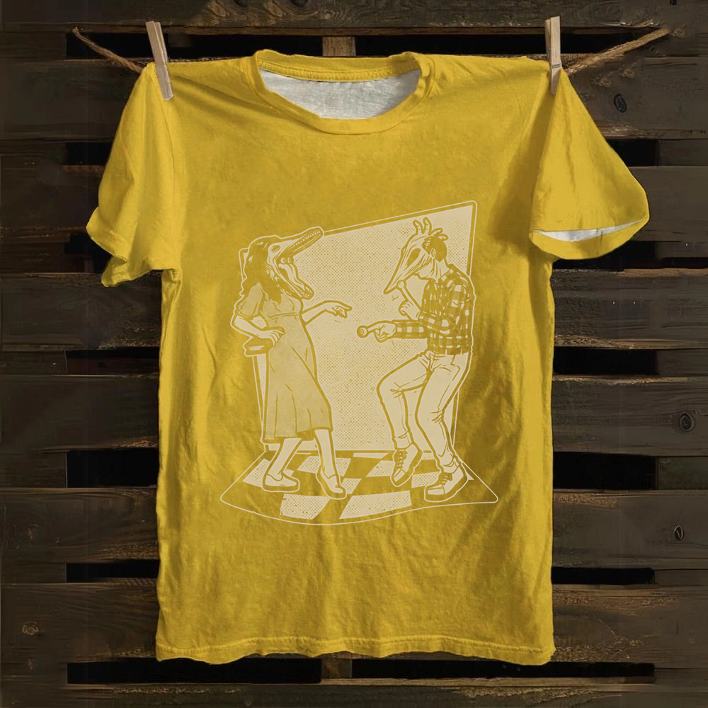 Unisex Vintage Ghost Couple Dance Beetlejuice  Cotton T-Shirt