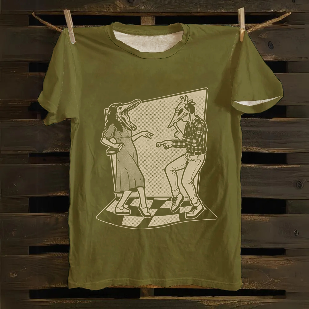 Unisex Vintage Ghost Couple Dance Beetlejuice  Cotton T-Shirt