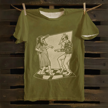 Unisex Vintage Ghost Couple Dance Beetlejuice  Cotton T-Shirt