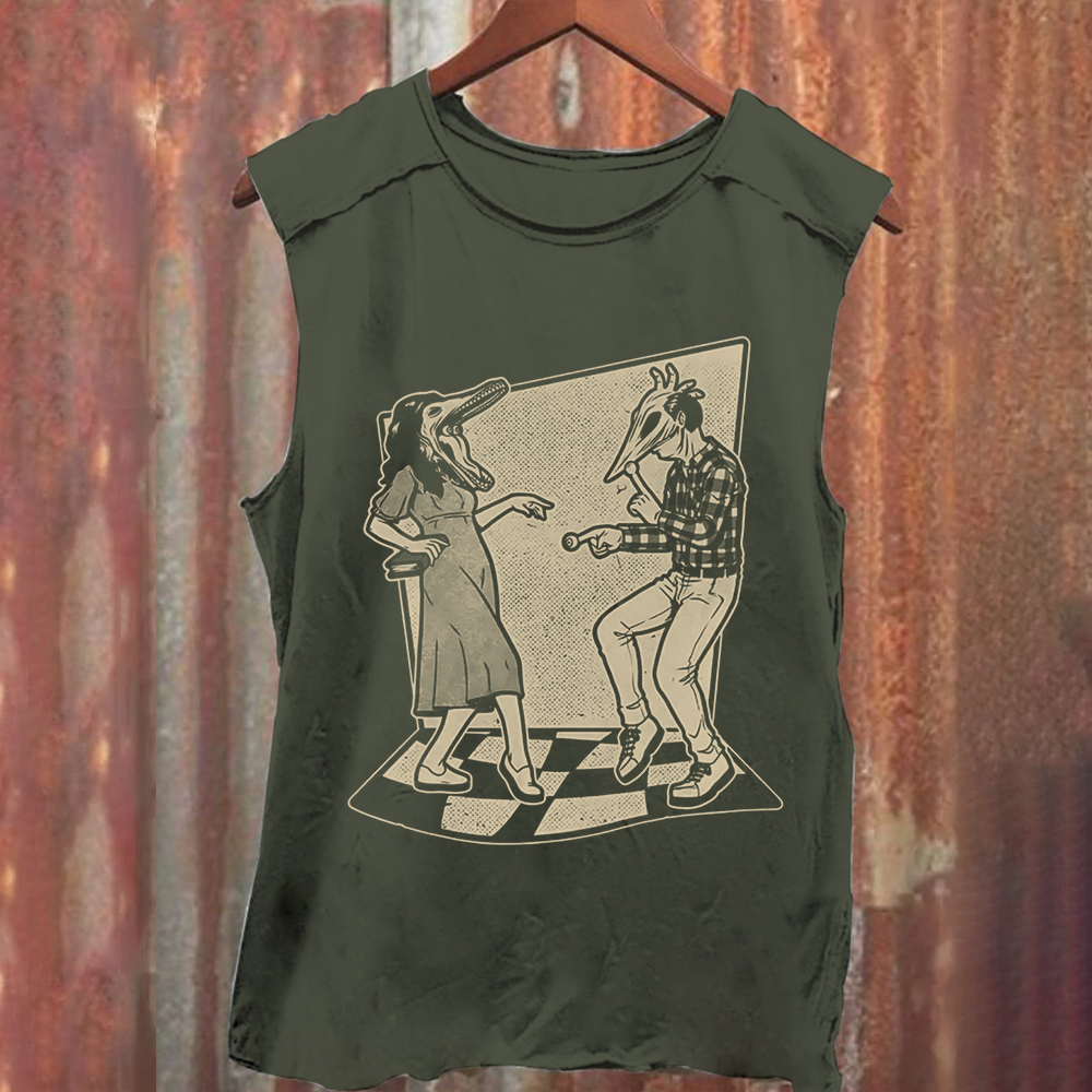Unisex Vintage Washed Ghost Couple Dance Beetlejuice  Tank Top