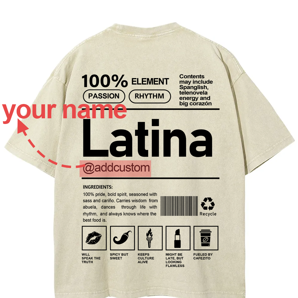 Latina Addcustom Unisex Fit  Washed T-Shirt