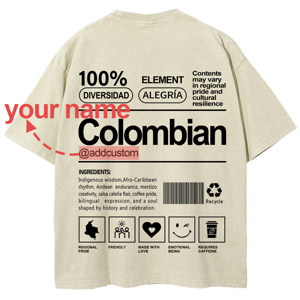 Colombian Addcustom Unisex Fit  Washed T-Shirt