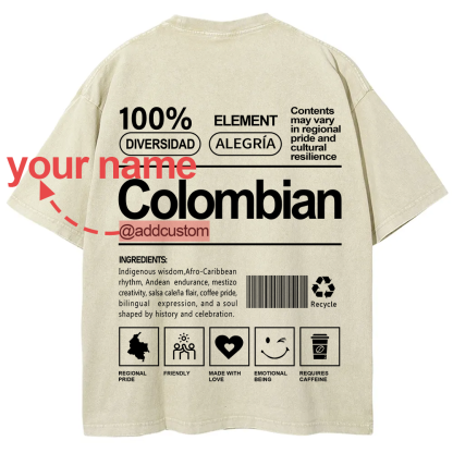 Colombian Addcustom Unisex Fit  Washed T-Shirt