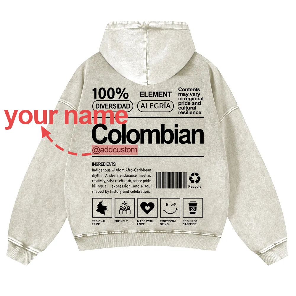 Colombian Addcustom Unisex Fit  Washed Hoodie wearishow
