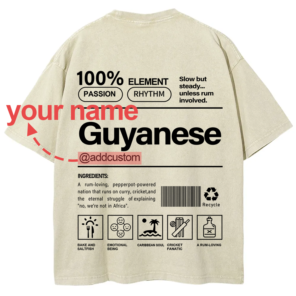Guyanese Addcustom Unisex Fit  Washed T-Shirt