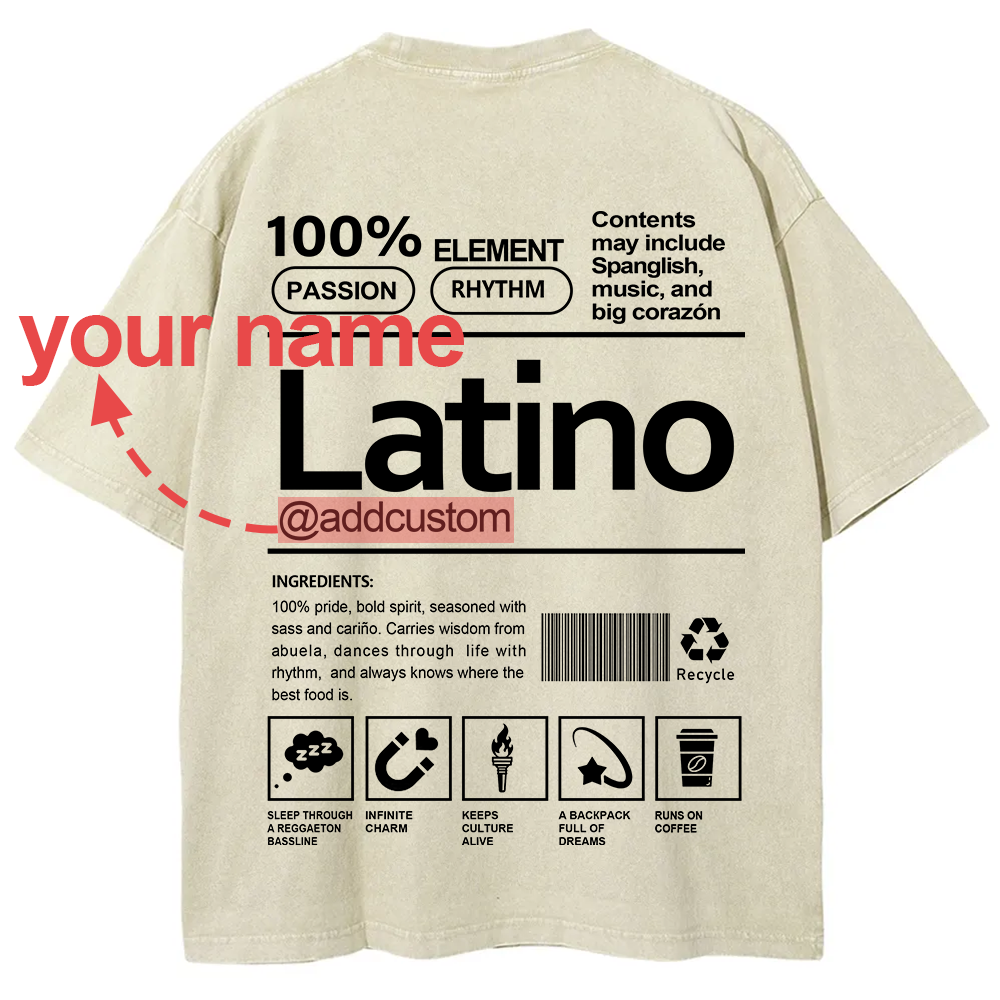 Latino Addcustom Unisex Fit  Washed T-Shirt