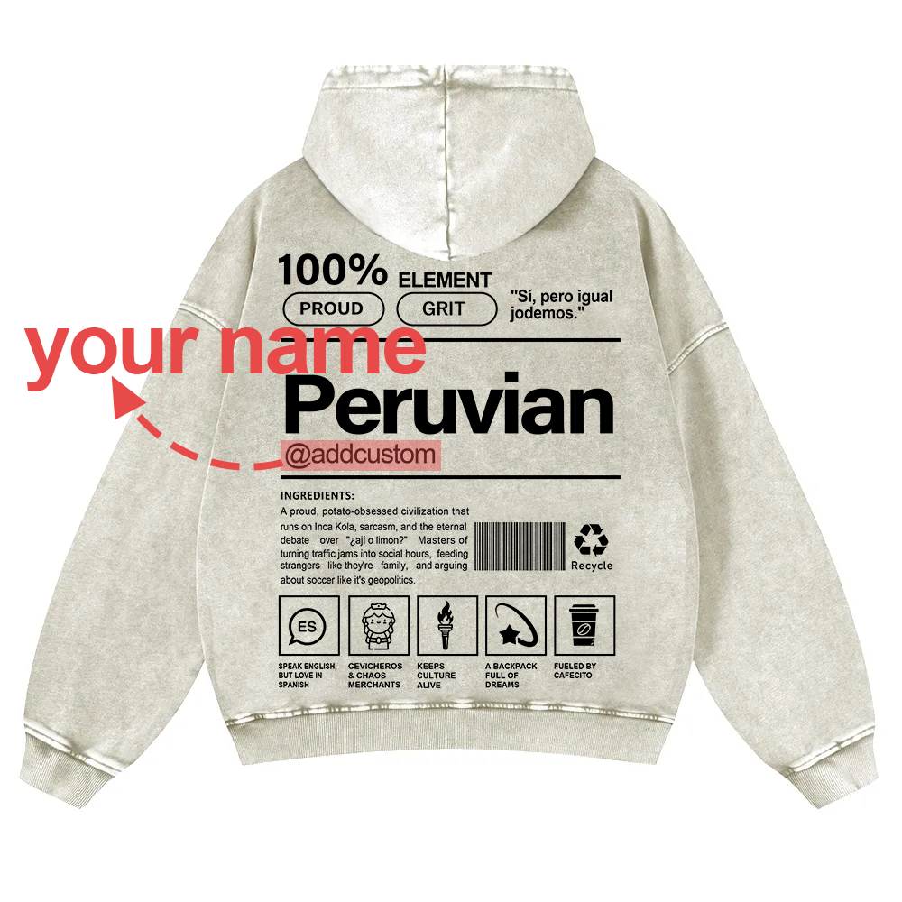 Peruvian Addcustom Unisex Fit  Washed Hoodie wearishow