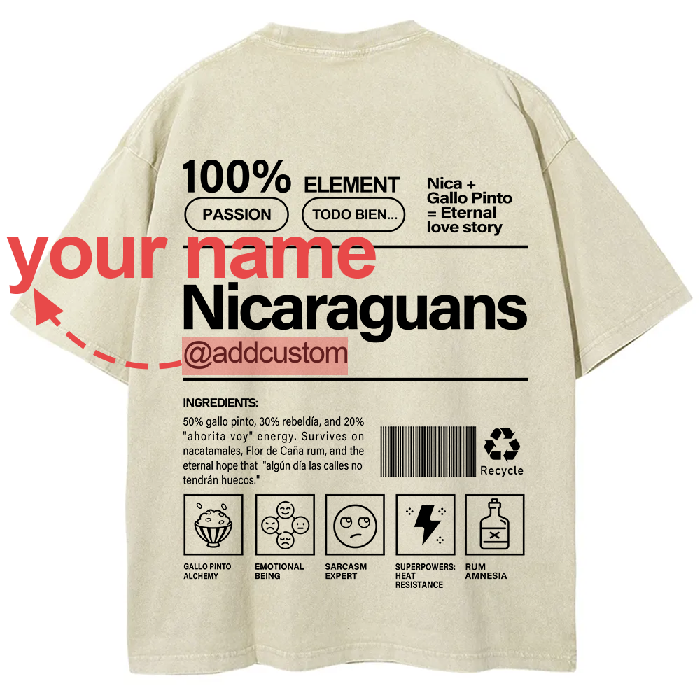 Nicaraguans Addcustom Unisex Fit  Washed T-Shirt