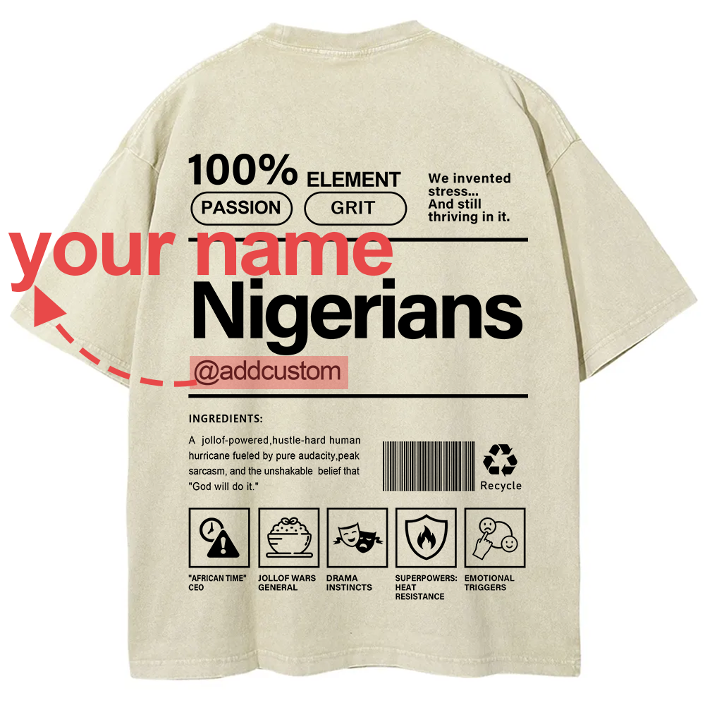 Nigerians Addcustom Unisex Fit  Washed T-Shirt