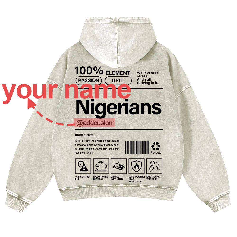 Nigerians Addcustom Unisex Fit  Washed Hoodie wearishow