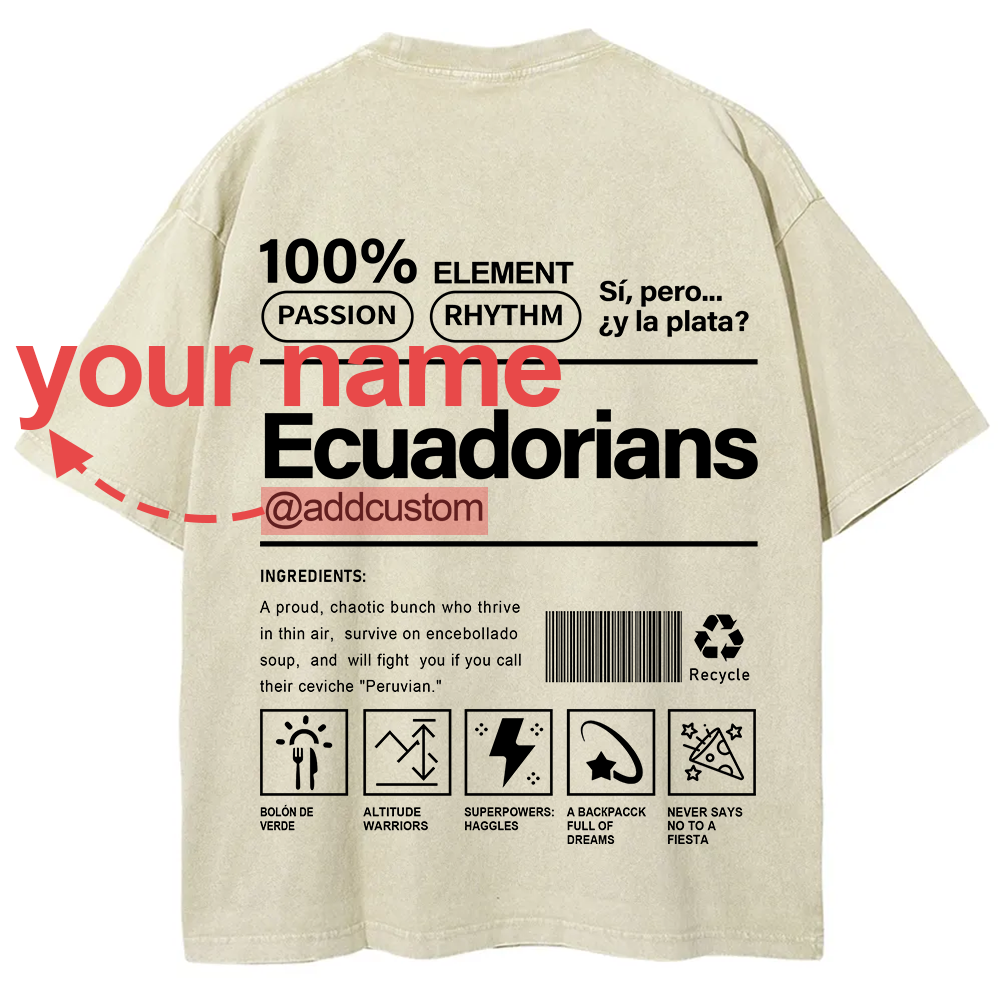 Ecuadorians Addcustom Unisex Fit  Washed T-Shirt