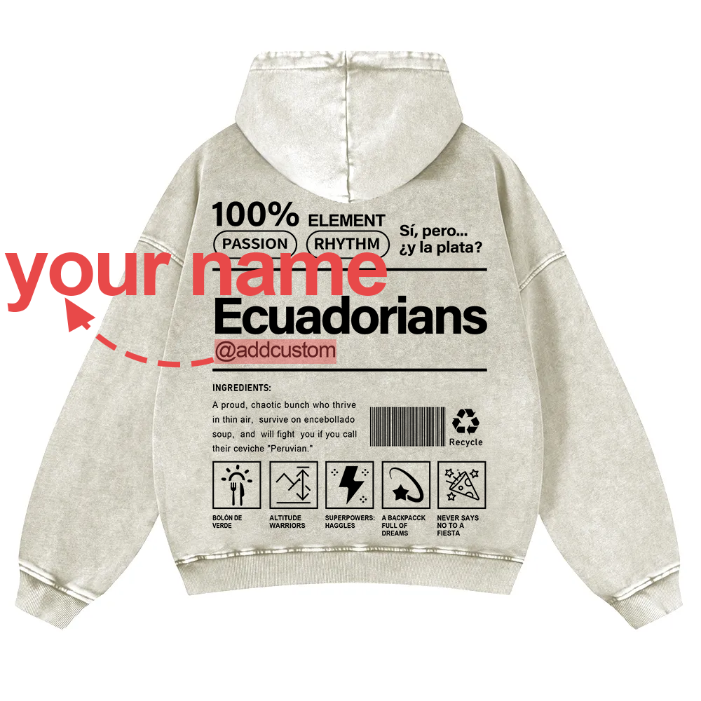 Ecuadorians Addcustom Unisex Fit  Washed Hoodie wearishow
