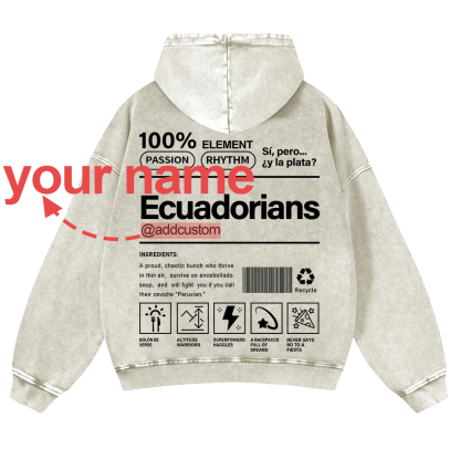 Ecuadorians Addcustom Unisex Fit  Washed Hoodie wearishow
