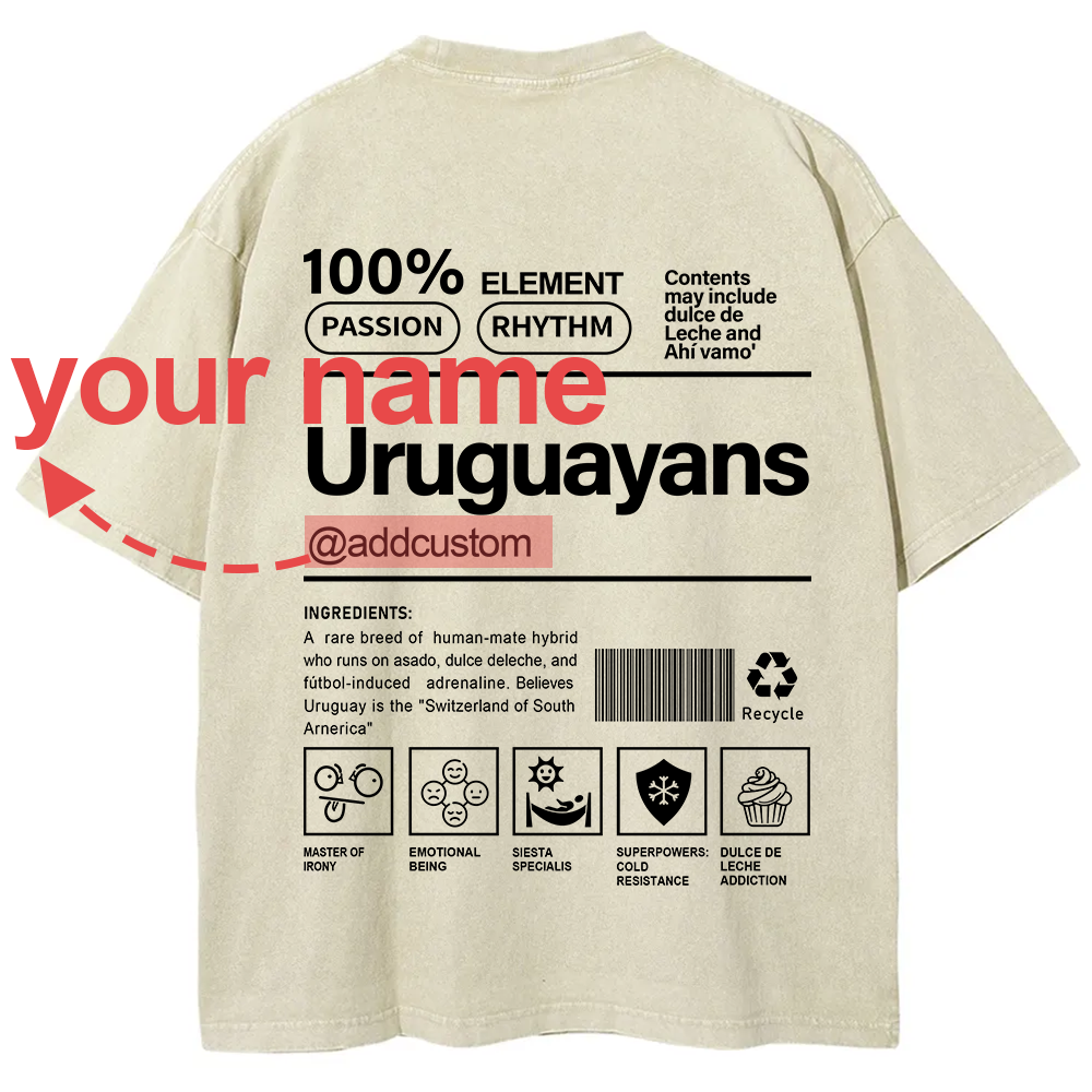 Uruguayans Addcustom Unisex Fit  Washed T-Shirt