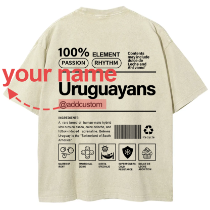 Uruguayans Addcustom Unisex Fit  Washed T-Shirt