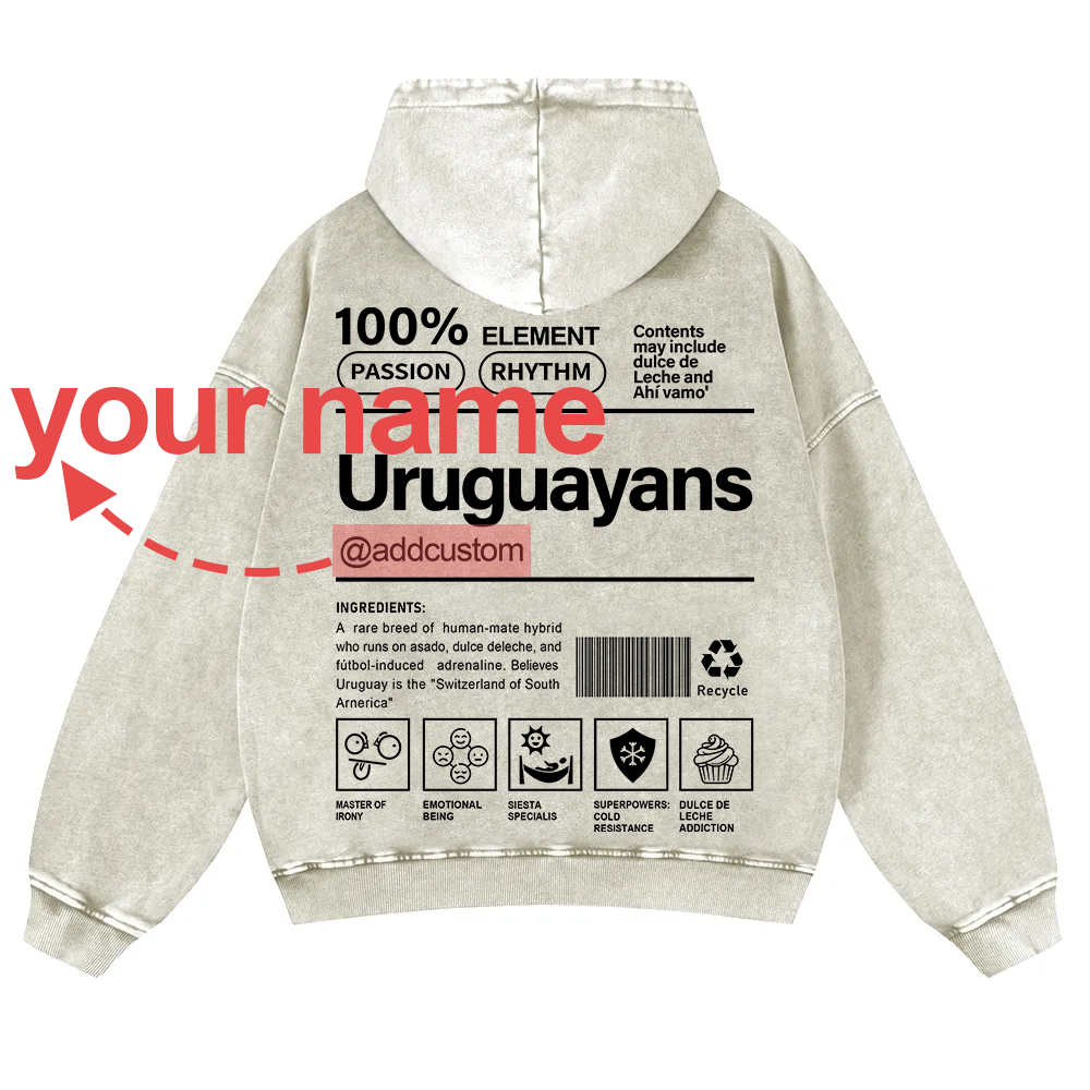 Uruguayans Addcustom Unisex Fit  Washed Hoodie wearishow