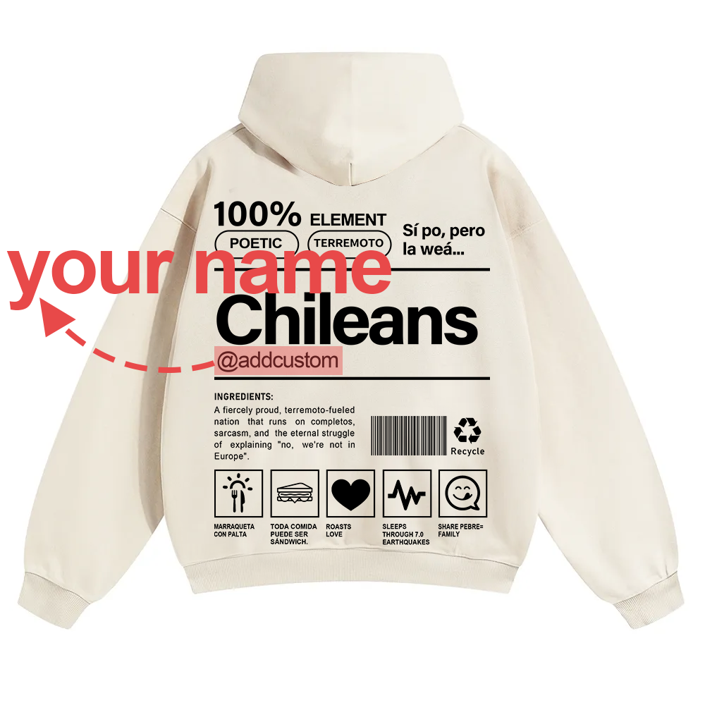 Chileans Addcustom Unisex Fit Color Hoodie wearishow