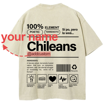 Chileans Addcustom Unisex Fit  Washed T-Shirt