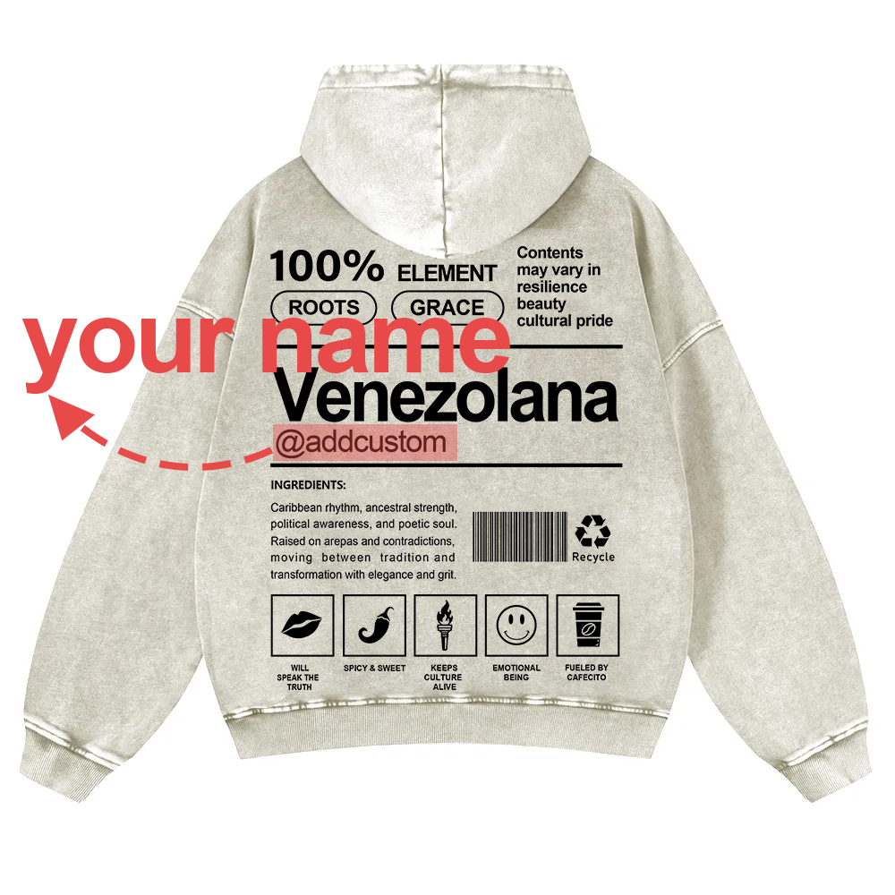 Venezolana Addcustom Unisex Fit  Washed Hoodie wearishow