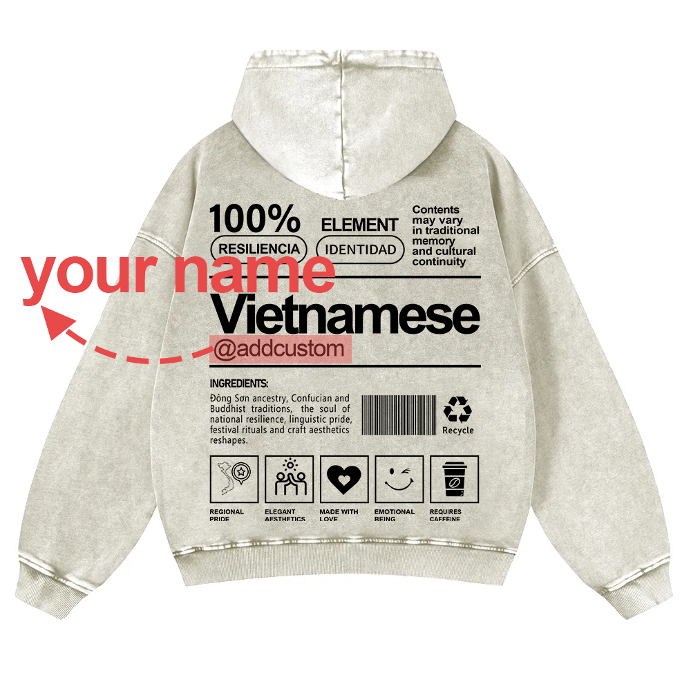 Vietnamese Addcustom Unisex Fit  Washed Hoodie wearishow