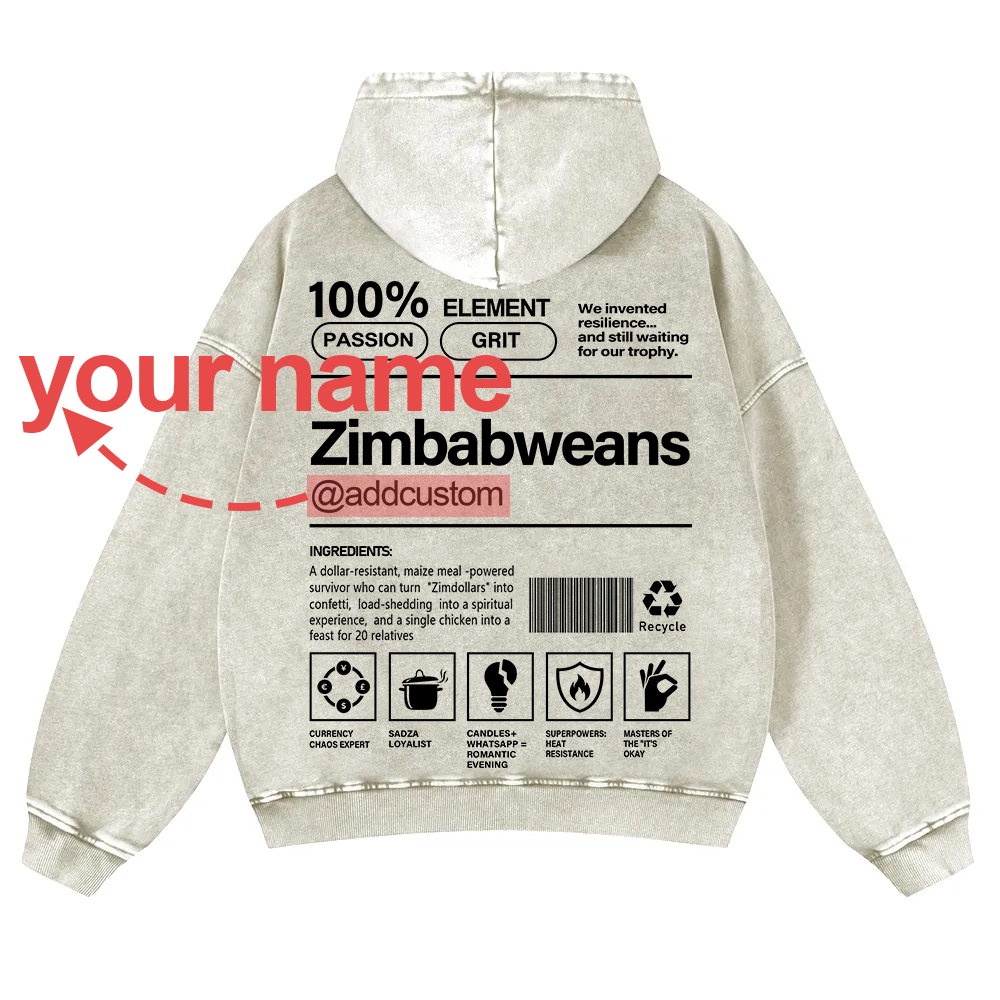 Zimbabweans Addcustom Unisex Fit  Washed Hoodie wearishow