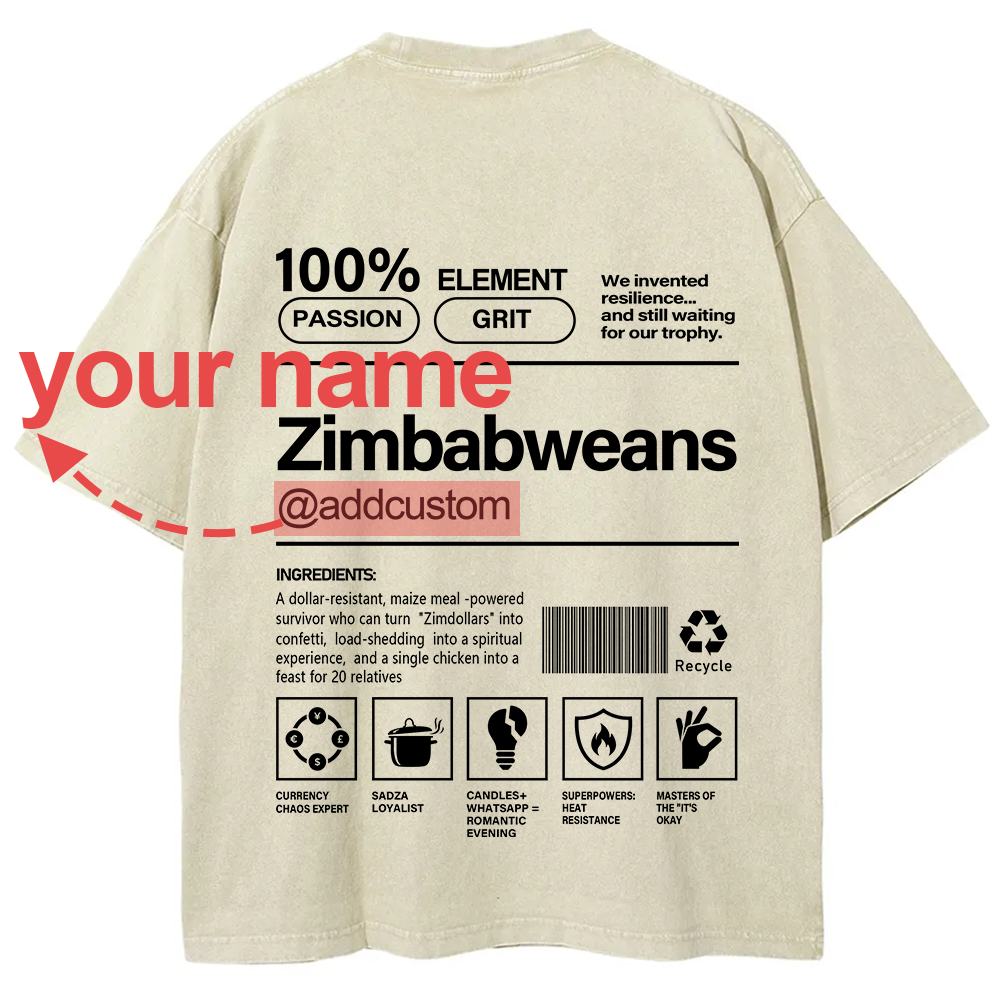 Zimbabweans Addcustom Unisex Fit  Washed T-Shirt