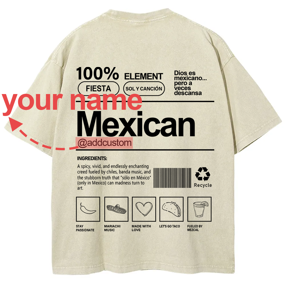 Mexican Addcustom Unisex Fit  Washed T-Shirt