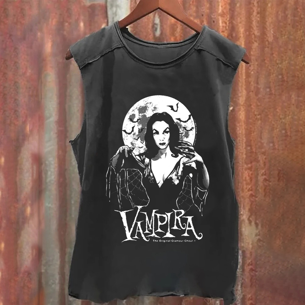 Unisex Vintage Washed Vampira Singer  Tank Top