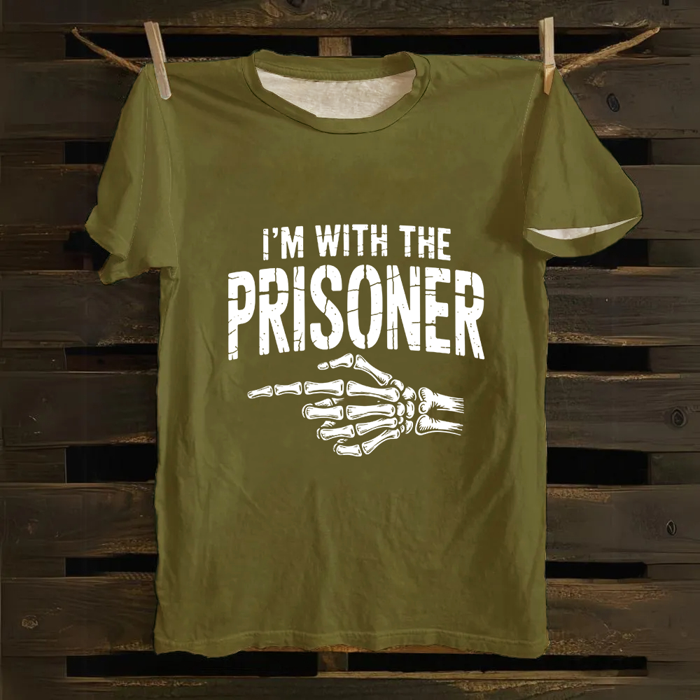 Unisex Vintage I'M With Prisoner Matching Couple Easy Halloween Cotton T-Shirt