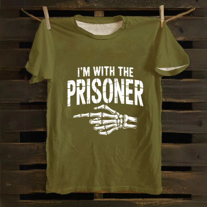 Unisex Vintage I'M With Prisoner Matching Couple Easy Halloween Cotton T-Shirt