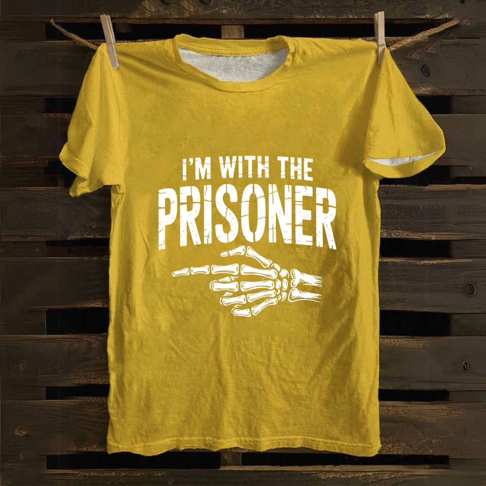 Unisex Vintage I'M With Prisoner Matching Couple Easy Halloween Cotton T-Shirt
