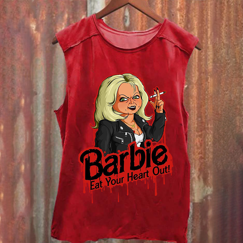 Unisex Casual chucky Barbie- Eat your heart out Printed Tank Top
