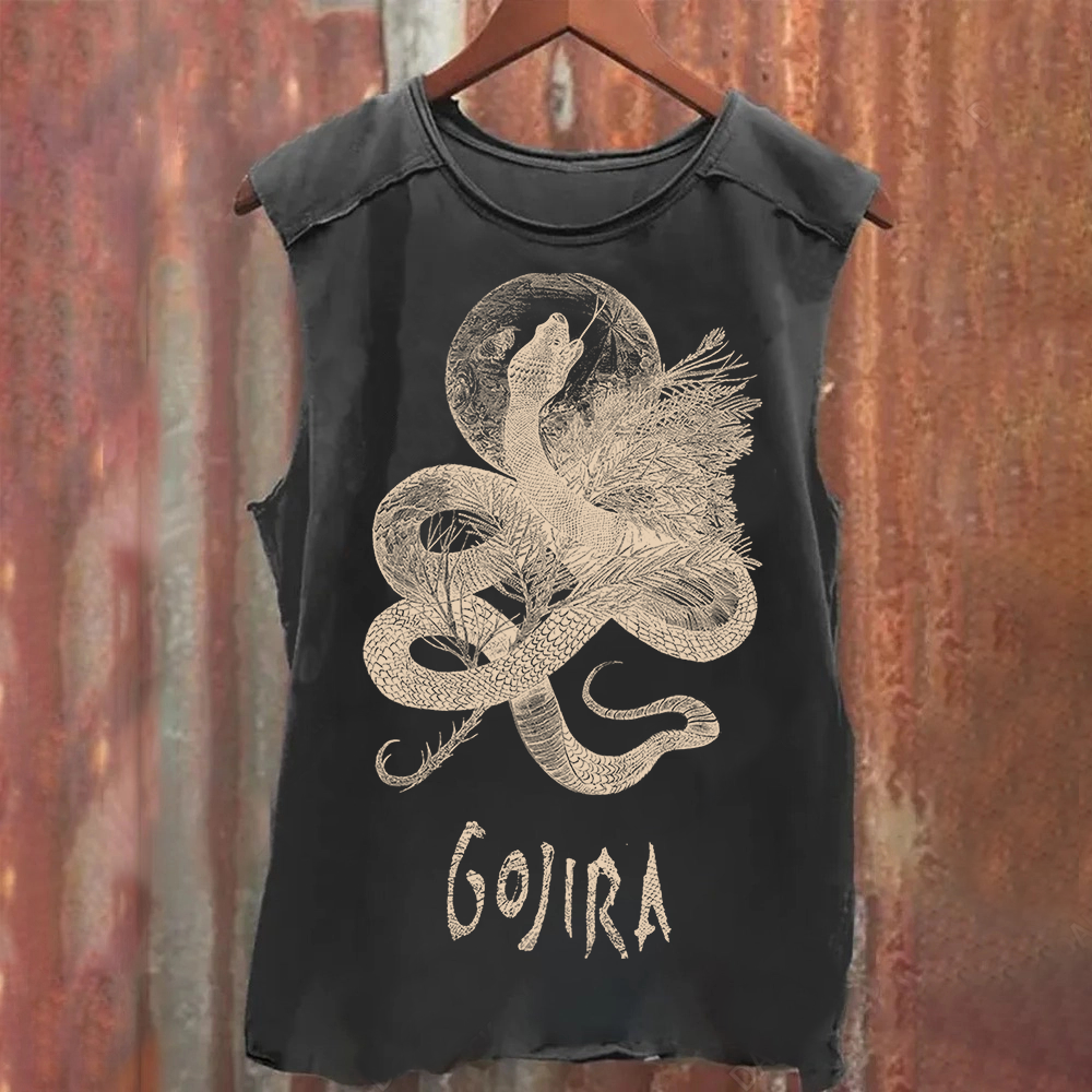 Unisex Vintage Washed Gojira Heavy Metal Band Tank Top