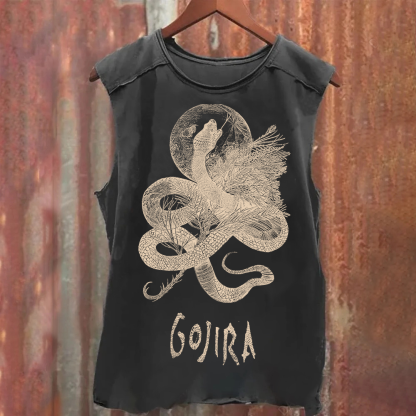 Unisex Vintage Washed Gojira Heavy Metal Band Tank Top