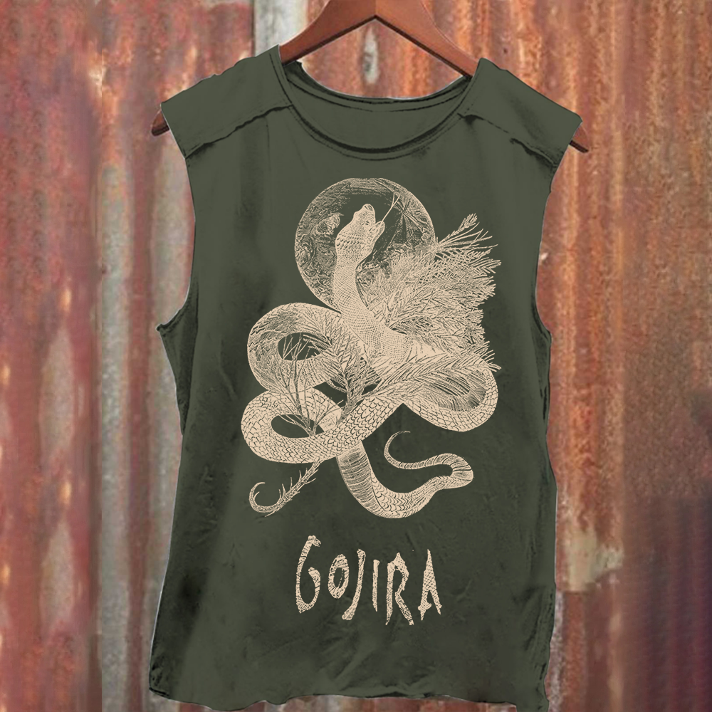 Unisex Vintage Washed Gojira Heavy Metal Band Tank Top