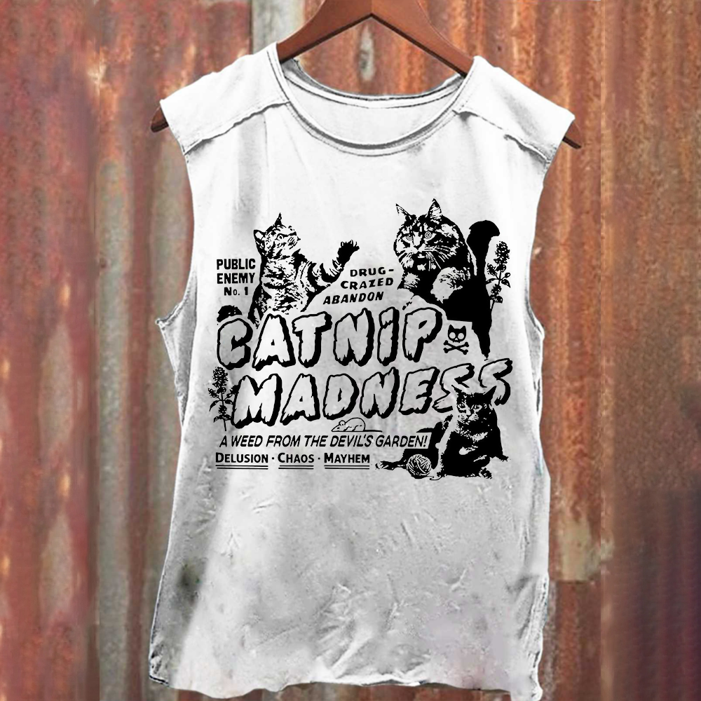 Unisex Vintage Washed catnip madness Tank Top