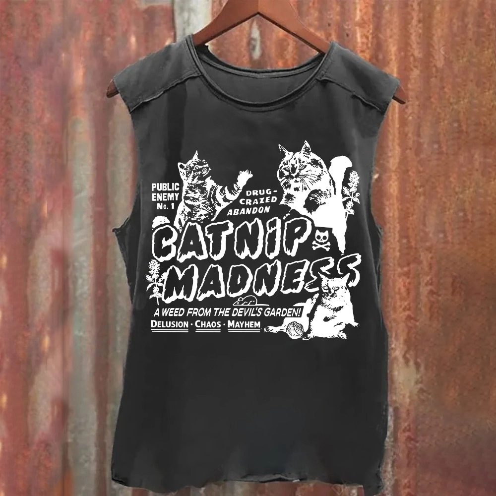 Unisex Vintage Washed catnip madness Tank Top