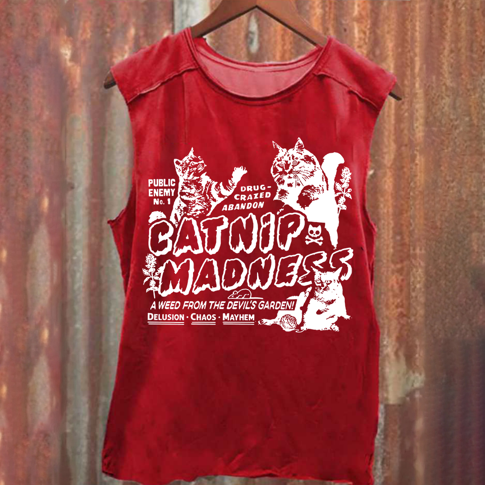 Unisex Vintage Washed catnip madness Tank Top